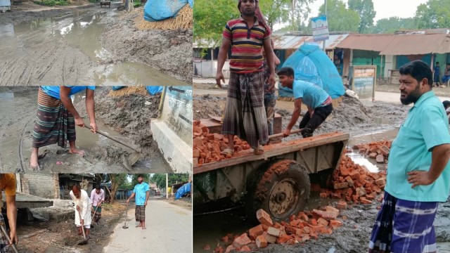 গোবরাতলা ইউনিয়ন জামায়াতের উদ্যোগে রাস্তা মেরামত