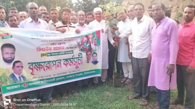 গোমস্তাপুরে শহীদ জিয়াউর রহমানের ৪৪তম শাহাদাতবার্ষিকী উপলক্ষে কৃষক দলের বৃক্ষরোপণ কর্মসূচি